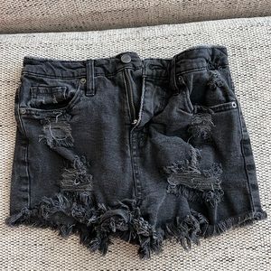 Black ripped jean shorts